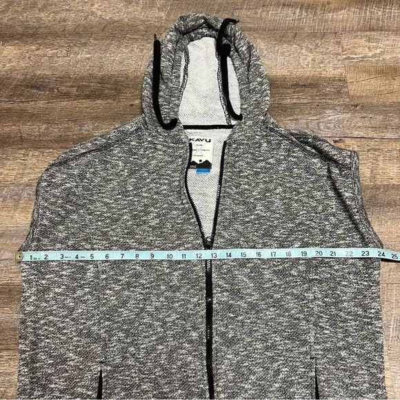 Kavu Vest Womens Large Gray Black Downtime Sleeveless Full Zip Sweatshirt Hooded - Picture 3 of 7